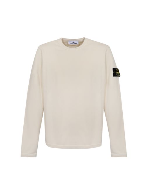 Felpa 6100011 in cotone biologico a punto rete Ivory STONE ISLAND | 6100011S0297V0093